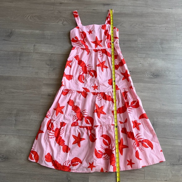 J.Crew Factory Lobster and Starfish Print Tiered Midi Dress - size 2 - Picture 4 of 5
